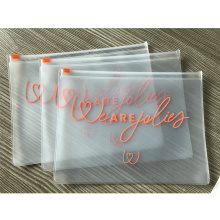 Custom Heat Seal Cheap Pink Frosted PVC Clear Cosmetic Bags
